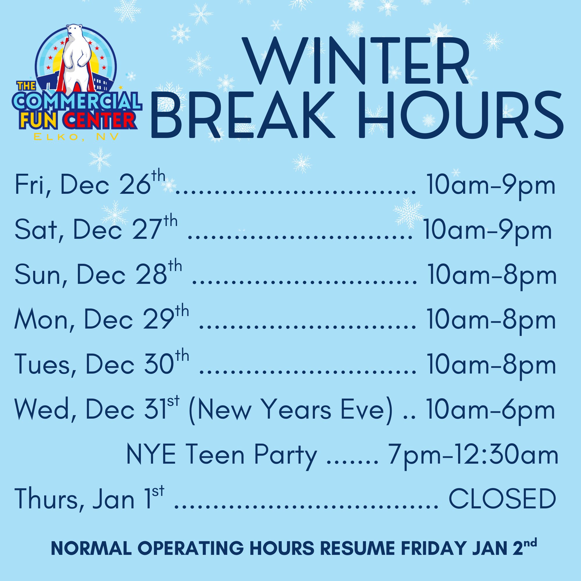 🎉 Holiday Break = More Time for Fun, Elko! 🎉