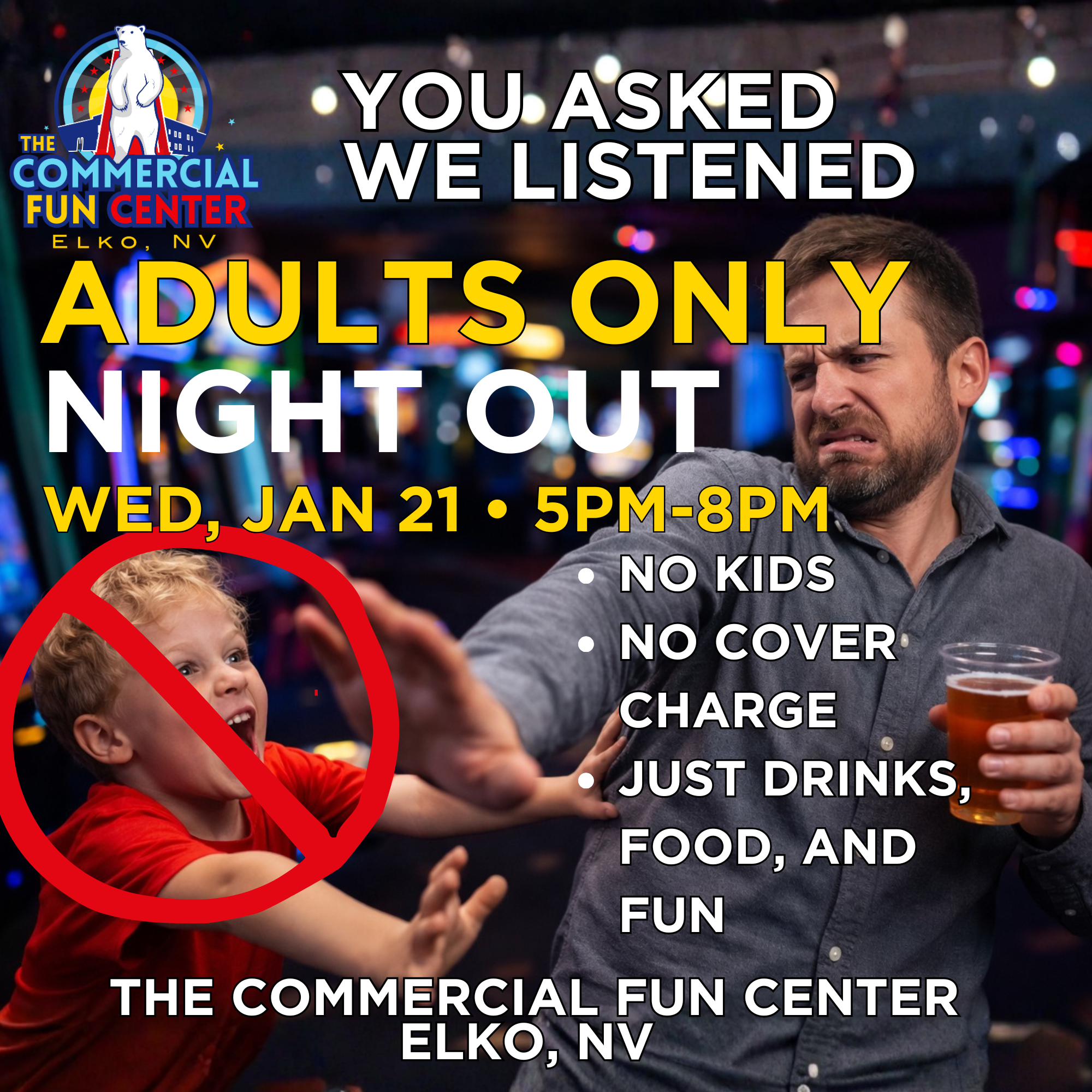 ELKO — Adults Night Out at the Commercial Fun Center